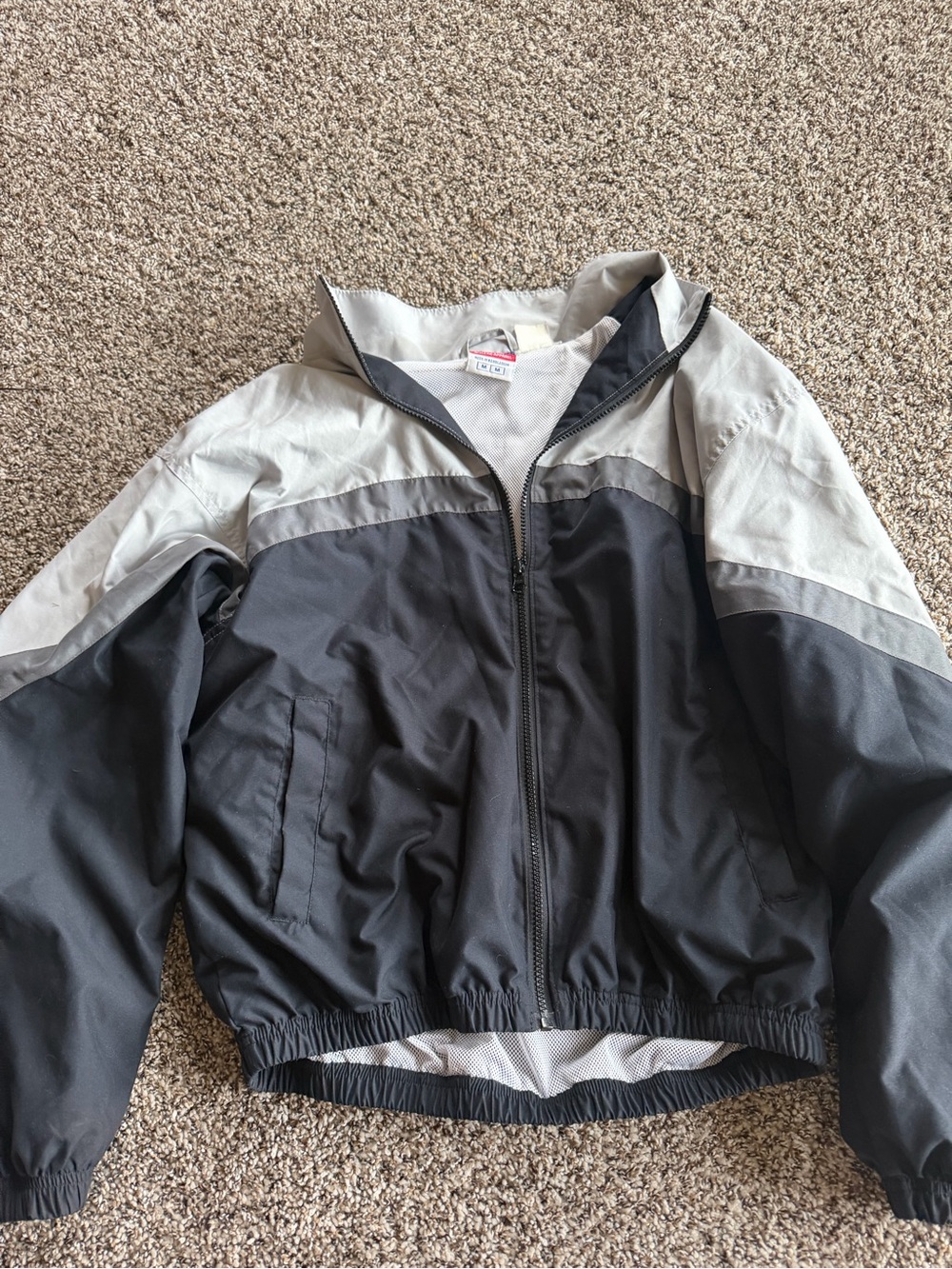 Champion Black and Light Gray Colorblock Windbreaker Jacket